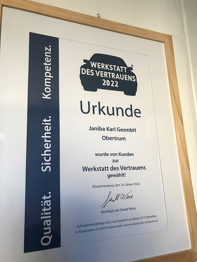 Janiba_WdV 2022_Urkunde_IMG_1892_www Janiba ist »Werkstatt des Vertrauens« 2022